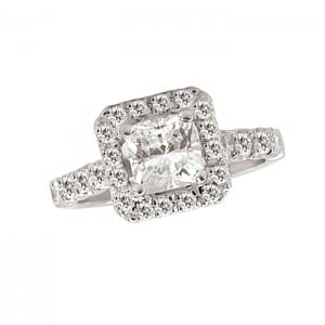 Square Center Halo Diamond Ring