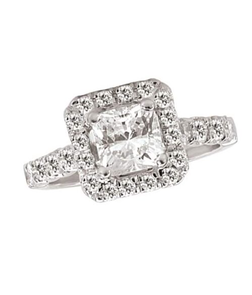 Square Center Halo Diamond Ring