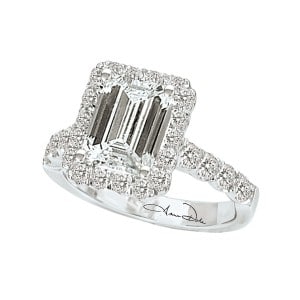 Emerald Style Halo Diamond Ring