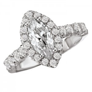 Unique Halo Semi Mount Diamond Ring