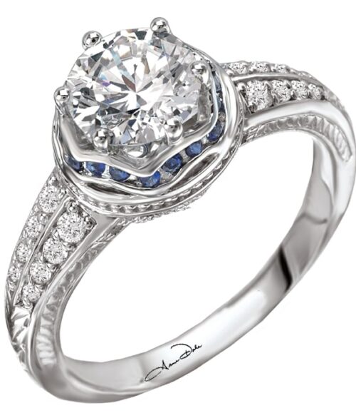 Vintage Semi Mount Diamond Sapphire Ring