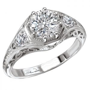 White Hot Vintage Semi Mount Diamond Ring nd-engagement-White Hot Vintage Semi Mount Diamond Ring