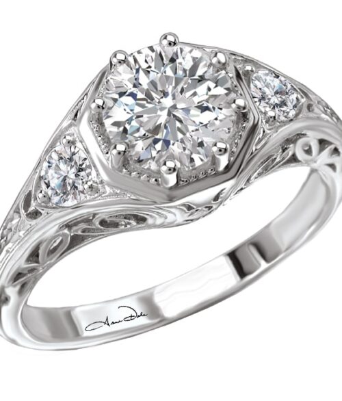 White Hot Vintage Semi Mount Diamond Ring nd-engagement-White Hot Vintage Semi Mount Diamond Ring