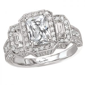 Triple Crown Halo Semi Mount Diamond Ring