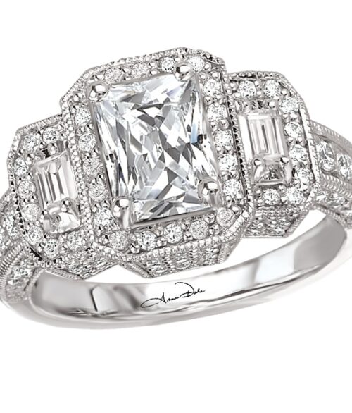 Triple Crown Halo Semi Mount Diamond Ring