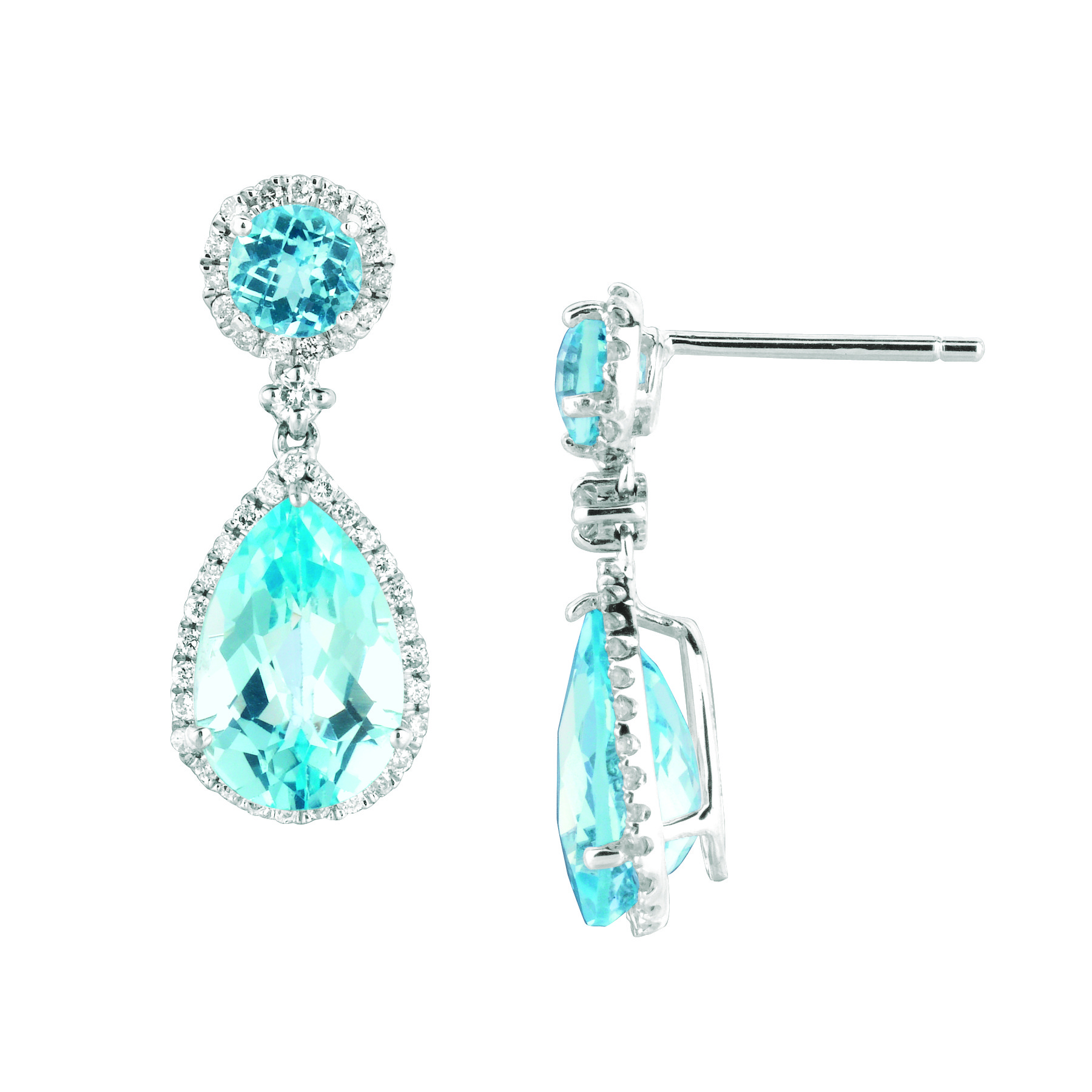 DIAMOND & BLUE TOPAZ EARRING