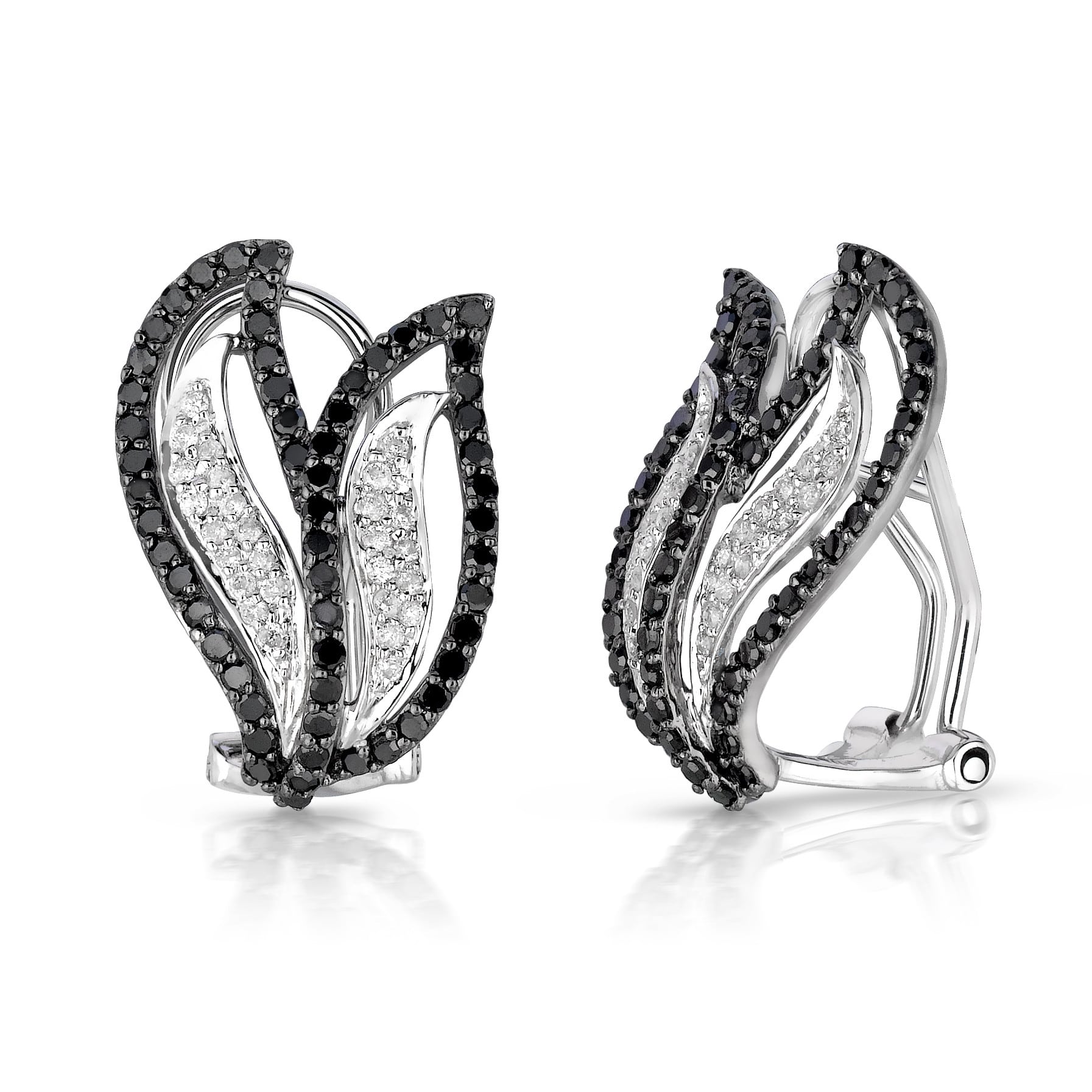LEAF BLK DIAMOND EARRINGS