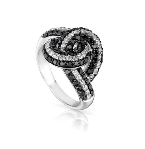 Diamonds Black and White Swirl Ring