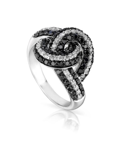 Diamonds Black and White Swirl Ring