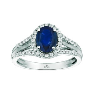 Oval Sapphire Diamond Halo Fashion Ring