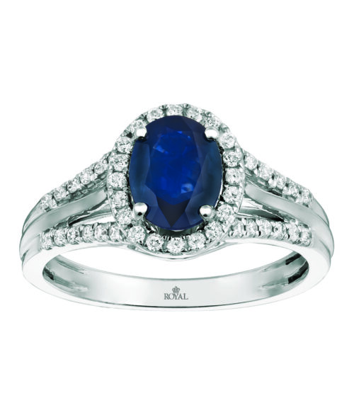 Oval Sapphire Diamond Halo Fashion Ring