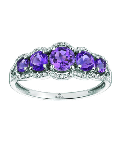 Five Purple Rounds Edge of Petite Diamonds