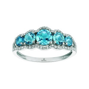 Five Sky Blue Rounds Edge of Petite Diamonds