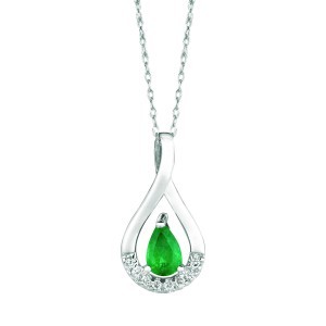 Pear Shape Emerald Diamond Pendant