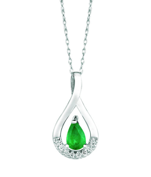 Pear Shape Emerald Diamond Pendant