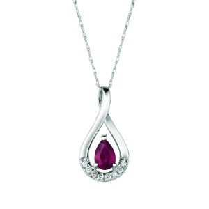 Pear Shape Ruby Diamond Pendant