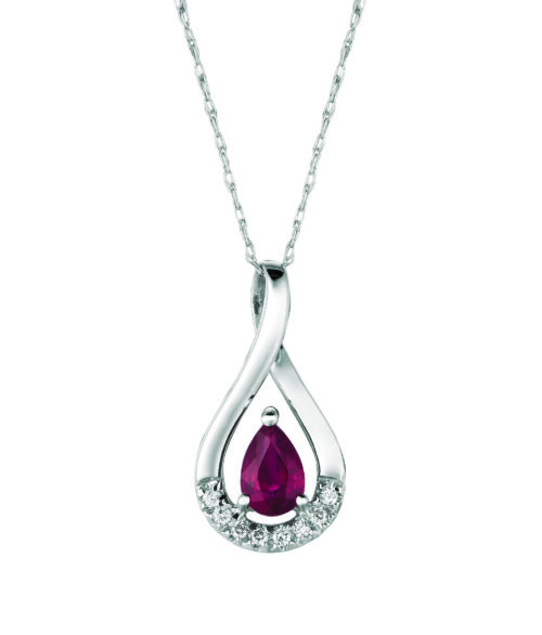 Pear Shape Ruby Diamond Pendant