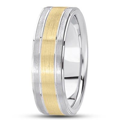 TWO TONE GOLD WITH YELLOW CENTER WEDDING BAND