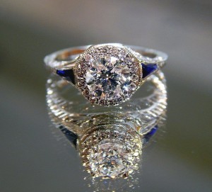 Vintage Diamond Tapering Sapphires With Halo