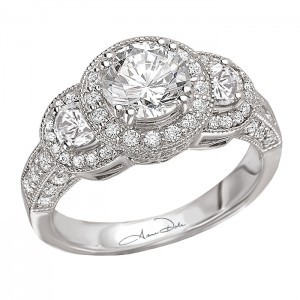 Triple Round Halo Diamond Ring