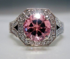 Get Noticed Pink Spinel In Diamond Ring