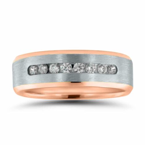 Two Tone Diamond Men's Wedding Band