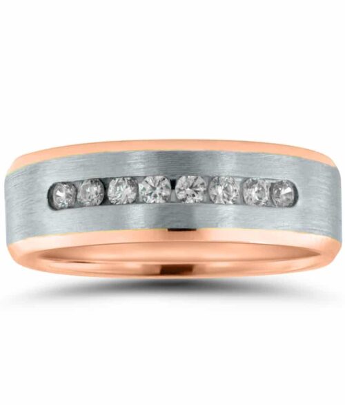 Two Tone Diamond Men's Wedding Band