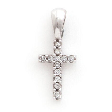 Small White Gold Diamond Cross