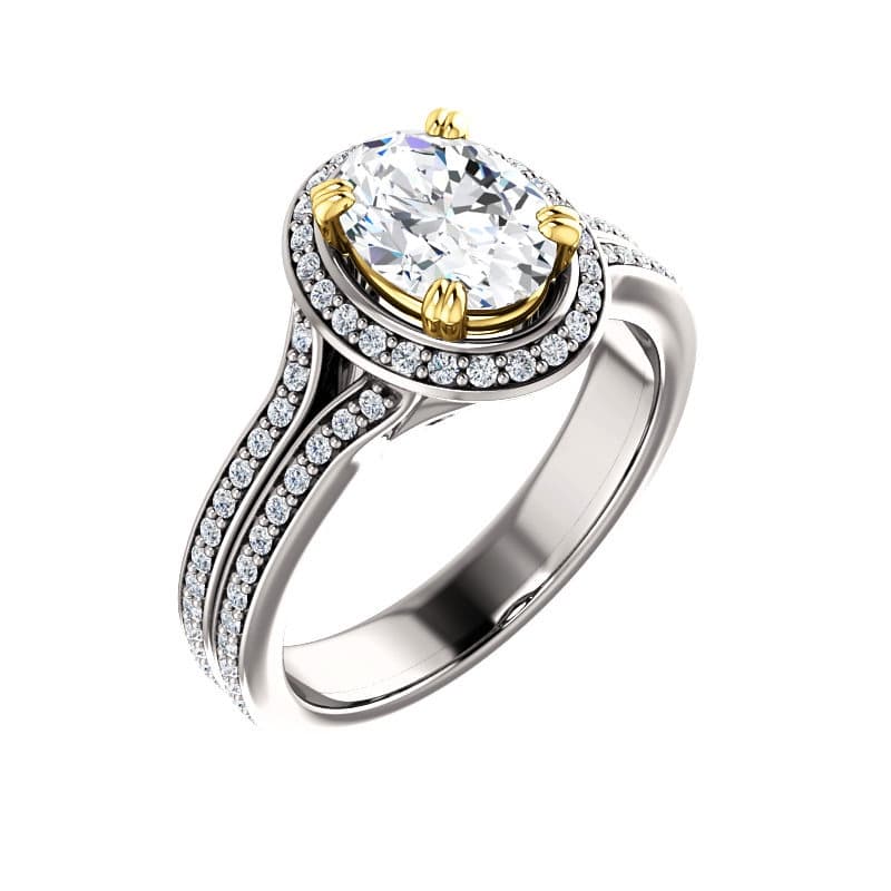 oval two tone diamond ring