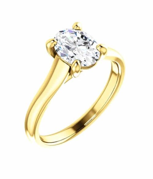 Yellow Gold Oval Diamond Ring