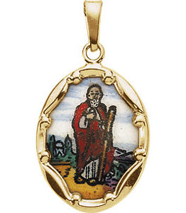 Hand Painted St. Jude Porcelain Pendant