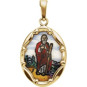 Hand Painted St. Jude Porcelain Pendant