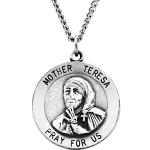 Sterling Silver mm Round Virgin Mary Medal 18 Necklace 