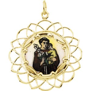 Enameled St. Anthony Framed Medal