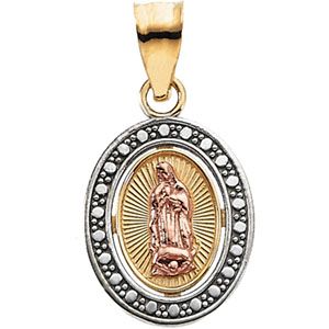 Tri-Color Our Lady of Guadalupe Pendant