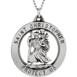 Religious Jewelry St. Christopher Medal Necklace or Pendant