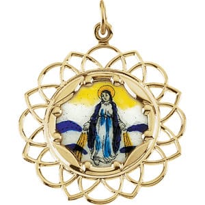 Enameled Milagrosa Framed Medal