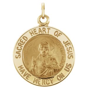 Religious Jewelry Round Sacred Heart of Jesus Medal
