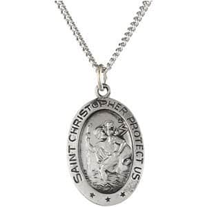 Religious Jewelry St. Christopher Medal Necklace or Pendant