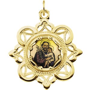 Enameled St. Joseph Framed Medal