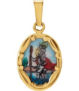 Hand Painted St. Christopher Porcelain Pendant