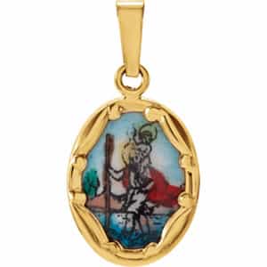 Hand Painted St. Christopher Porcelain Pendant