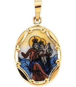 Hand Painted Scapular Porcelain Pendant