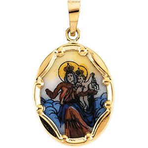 Hand Painted Scapular Porcelain Pendant