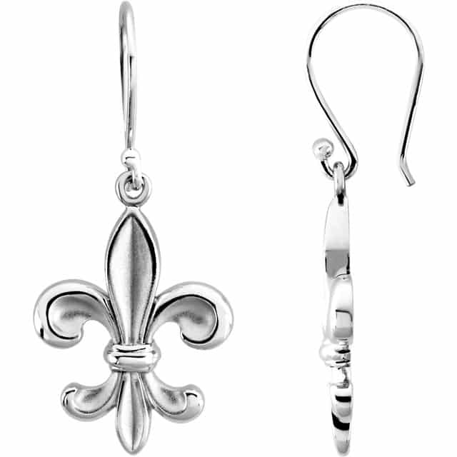 Fleur-De-Lis Flower New Orleans Mardi Gras Stud Earrings in 925 Sterling Silver