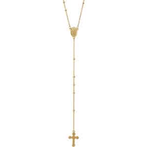 14K Yellow Bead Rosary 13" Necklace